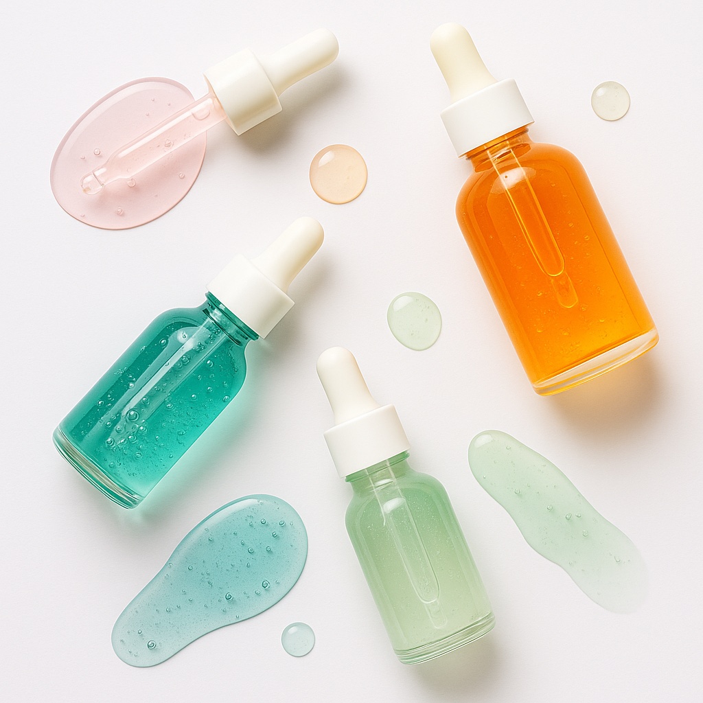 Peptide serums under lab lighting
